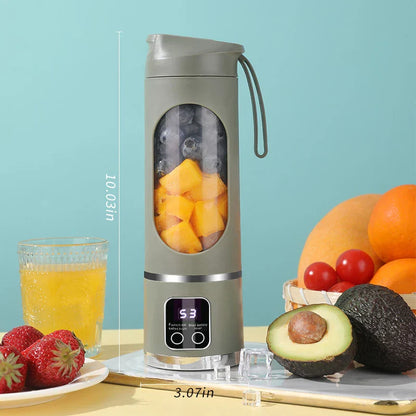 10 Blades Portable Fruit Juicer 450ml Capacity 3 Gears USB Rechargeable Blender Ice Crusher, can make smoothies/ice